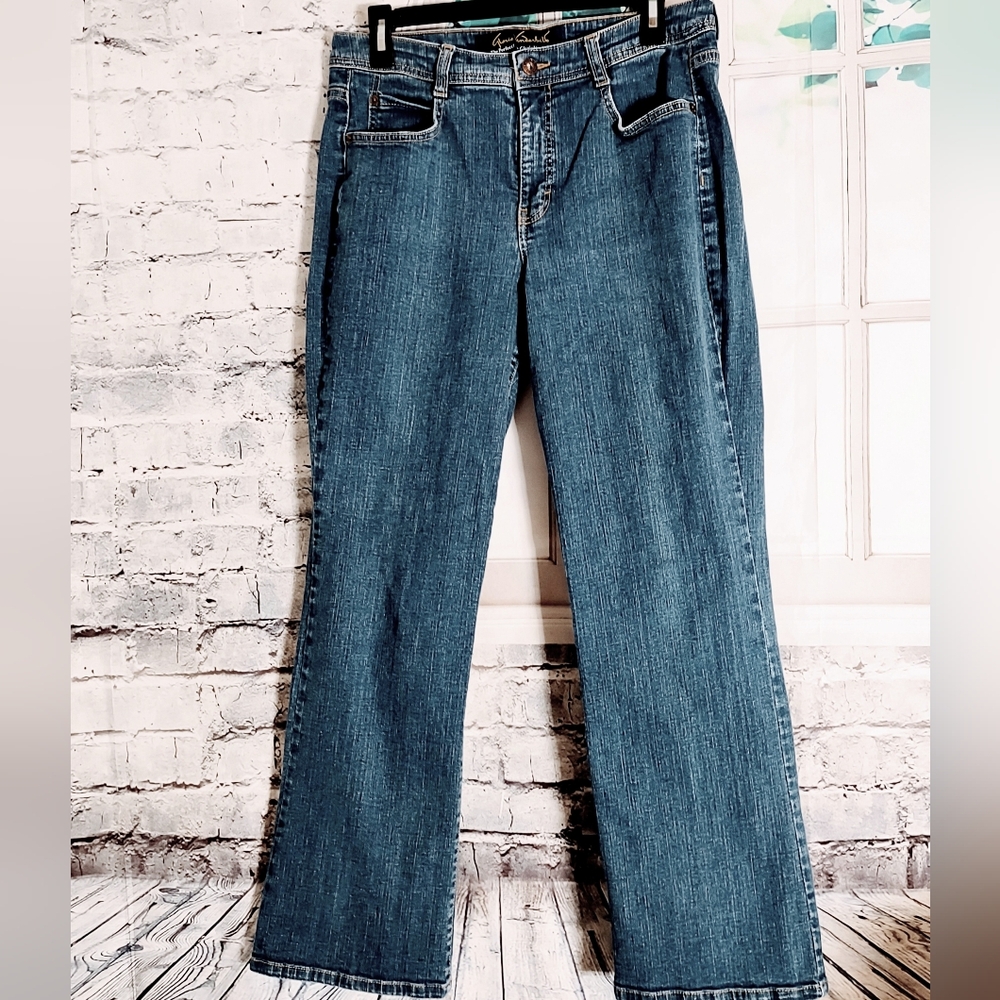 THE PERFECT FIT BY GLORIA VANDERBILT 5- POCKET BLUE JEANS JUNIORS SIZE 14 SHORT